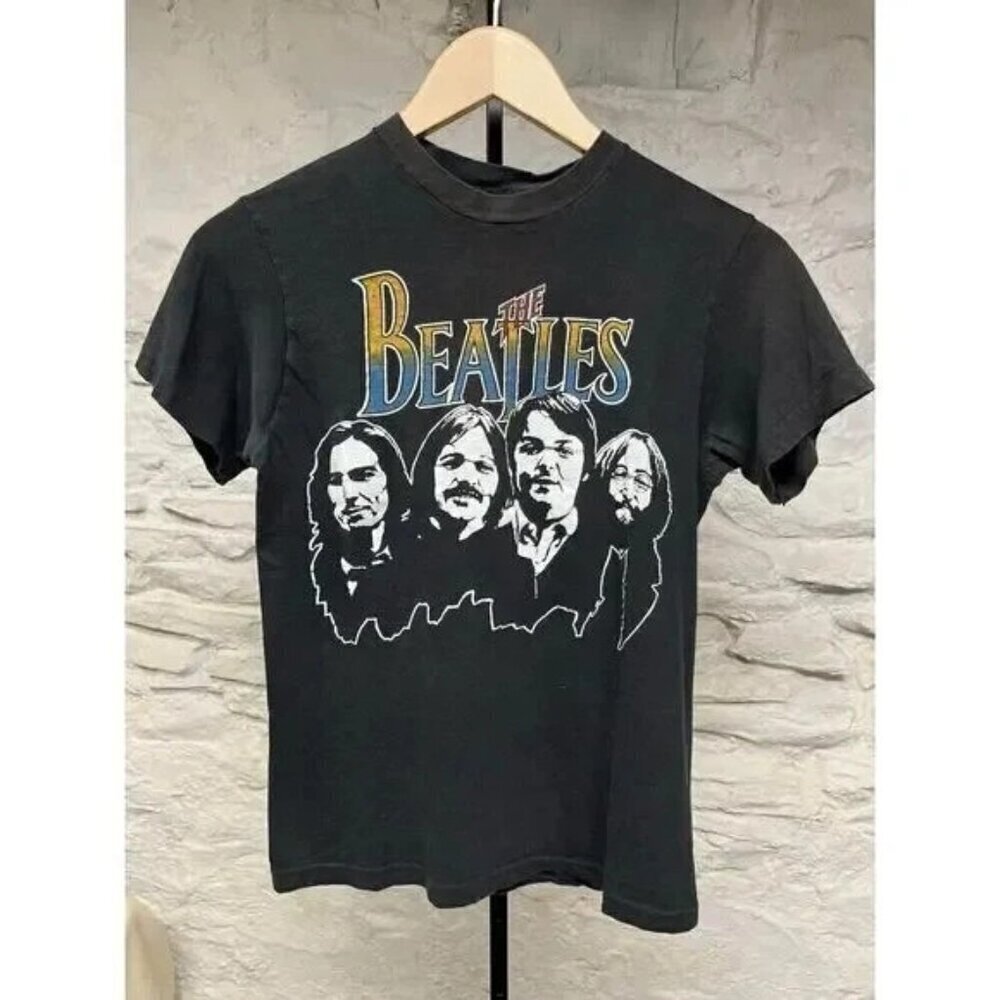 The Beatles 70s Retro Graphic Rock Band Ripped Black Unisex Streetwear T-Shirt